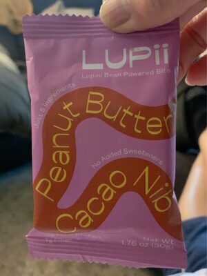 Peanut Butter Cacao Nib Lupini Bean Powered Bar, Peanut Butter; Cacao