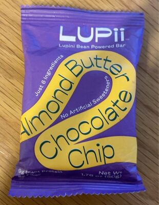 Almond Butter Chocolate Chip Lupini Bean Powered Bar, Almond Butter; Chocolate Chip