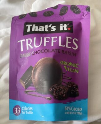 Dark Chocolate Raisin 64% Cacao Truffles, Dark Chocolate Raisin