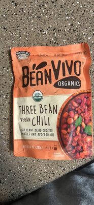 Three Bean With Vegan Chili Chorizo, Tomatoes And Avocado Oil, Three With Vegan Chili