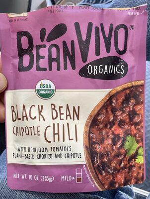 Black Bean Chipotle Organics Chili With Heirloom Tomatoes, Plant-Based Chorizo And Chipotle, Black Bean Chipotle