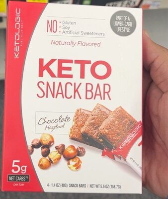 Chocolate Hazelnut Flavored Keto Snack Bar, Chocolate Hazelnut