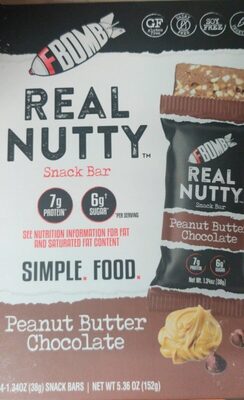 Peanut Butter Chocolate Real Nutty Snack Bar, Peanut Butter Chocolate
