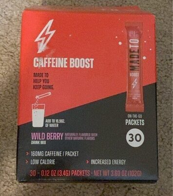 Wild Berry Caffeine Boost Drink Mix Packets, Wild Berry