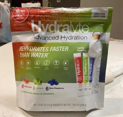 Watermelon, Limeade, Blue Raspberry Advanced Hydration Electrolyte Powder Packets, Watermelon, Limeade, Blue Raspberry