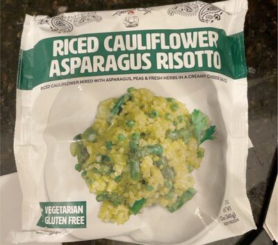 Asparagus Risotto Riced Cauliflower Mixed With Asparagus, Peas & Fresh Herbs In A Creamy Cheese Sauce, Asparagus Risotto