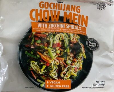 Gochujang Chow Mein With Zucchini Spirals Zucchini Noodles Mixed With A Blend Of Carrots, Broccoli, Bell Peppers, Green Beans And Edamame Tossed In A Red Chili Gochujang Sauce, Gochujang Chow Mein With Zucchini Spirals