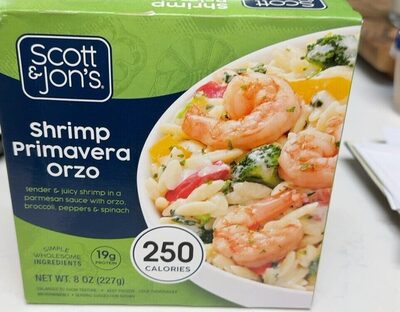 Shrimp Primavera Orzo In A Parmesan Sauce With Broccoli, Peppers & Spinach, Shrimp Primavera Orzo