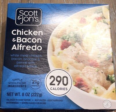 Chicken & Bacon Alfredo White Meat Chicken, Bacon, Broccoli, & Penne With Alfredo Sauce, Chicken & Bacon Alfredo