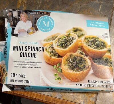 Mini Spinach A Delicious Combination Of Spinach, Green Onion And Gruyere Cheese In A Flaky All-Butter Crust Quiche, Mini Spinach
