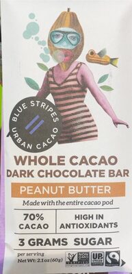 Peanut Butter Whole Cacao Dark Chocolate Bar, Peanut Butter