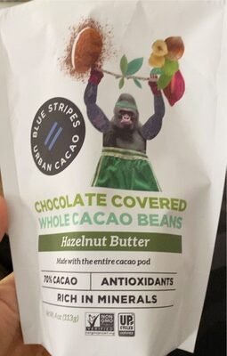 Hazelnut Butter Chocolate Covered Whole Cacao Beans, Hazelnut Butter