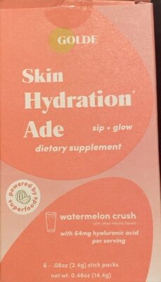Hydration Ade Sip + Glow With Hyaluronic Acid 64 Mg Superfood Drink Mix, Watermelon Crush, Watermelon Crush