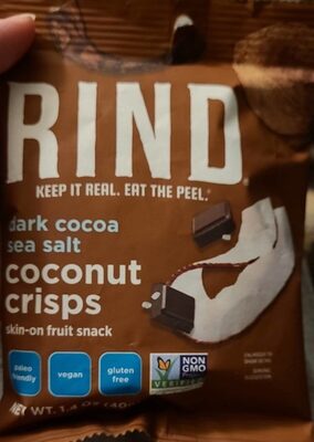 Dark Cocoa Sea Salt Coconut Crisps Skin-On Fruit Snack, Dark Cocoa Sea Salt