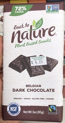 Belgian Dark Chocolate 72% Cacoa Bar, Belgian Dark Chocolate