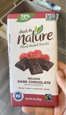 Belgian Dark Chocolate With Raspberry 72% Cacoa Dark Chocolate Plant Based Snacks, Belgian Dark Chocolate With Raspberry