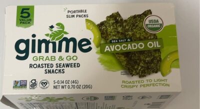 Sea Salt & Avocado Oil Roasted Seaweed Snacks, Sea Salt & Avocado Oil