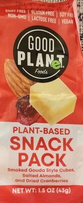 Plant-Based Snack Pack, Smoked Gouda Style Cubes, Salted Almonds, Dried Cranberries