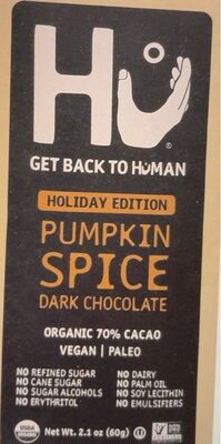 Pumpkin Spice Organic 70% Cacao Dark Chocolate, Pumpkin Spice