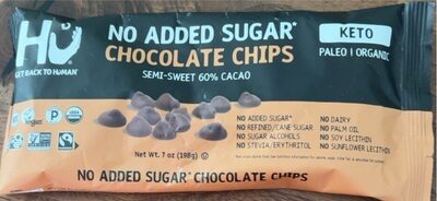 Chocolate No Added Sugar Semi-Sweet 60% Cacao Chips, Chocolate