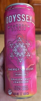 Dragon Fruit Lemonade Energy + Focus Sparkling Mushroom Elixir, Dragon Fruit Lemonade