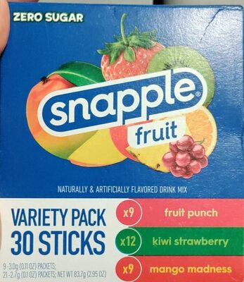 On The Go Fruits Drink Mix Packets, Fruit; Kiwi; Strawberry; Mango