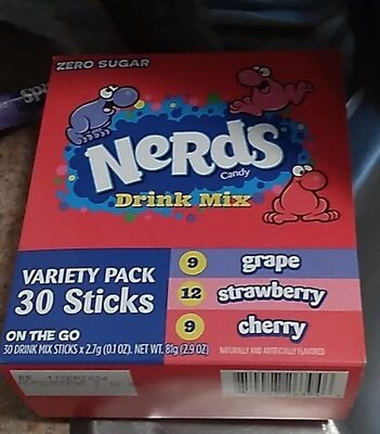 On The Go Zero Sugar Candy Drink Mix Sticks, Grape; Strawberry; Cherry
