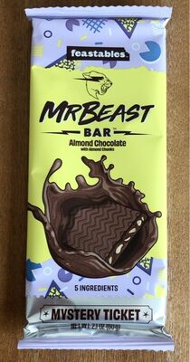 Almond Chocolate With Almond Chunks Mrbeast Bar, Almond Chocolate