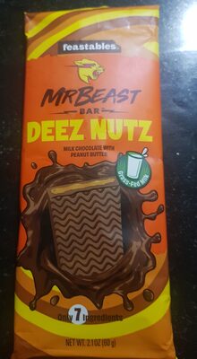 Deez Nutz Milk Chocolate With Peanut Butter Mr Beast Bar, Deez Nutz