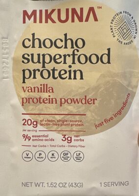 Vinilla Chocho Superfood Protein Powder, Vanilla