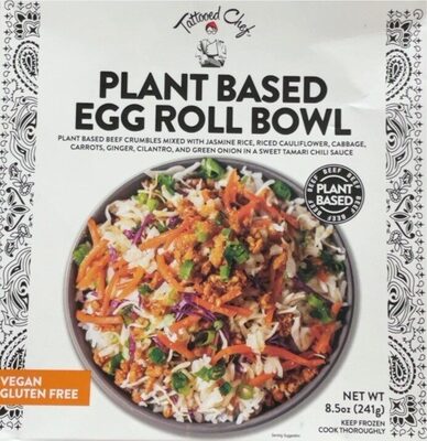 Egg Roll Plant Based Beef Crumbles Mixed With Jasmine Rice, Riced Cauliflower, Cabbage, Carrots, Ginger, Cilantro, And Green Onion In A Sweet Tamari Chili Sauce Bowl, Egg Roll