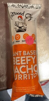 Beefy Nacho Grain Free Tortilla Filled With Plant Based Beef, Pinto Beans And Vegan Nacho Cheese Plant Based Burrito, Beefy Nacho
