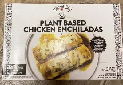 Plant Based Chicken Corn Tortilla With Plant Based Cheese, Plant Based Chicken & Tomatilla Salsa Verde Enchiladas, Plant Based Chicken