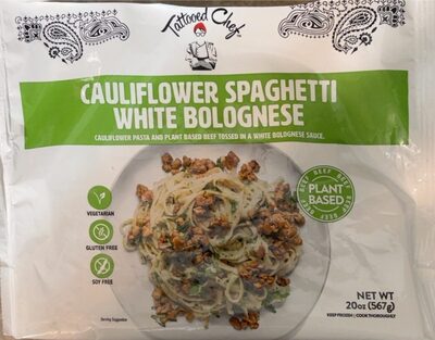 Cauliflower Spaghetti White Bolognese Cauliflower Pasta And Plant Based Beef Tossed In A White Bolognese Sauce, Cauliflower Spaghetti White Bolognese