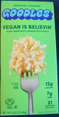 Vegan Is Believin' Plant-Based White Cheddar With Spirals, Vegan Is Believin'