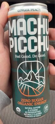 Zero Sugar Ginger Peach Organic Energy Drink, Ginger; Peach