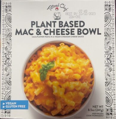 Plant Based Mac & Cheese Bowl Cauliflower Pasta In A Vegan Cheddar Cheese Sauce, Plant Based Mac & Cheese