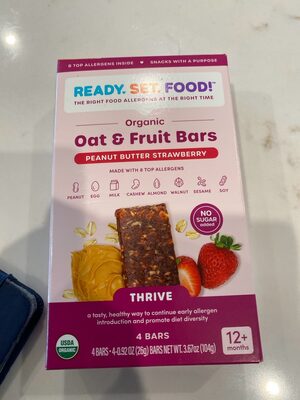 Peanut Butter Strawberry Organic Oat & Fruit Bars, Peanut Butter Strawberry
