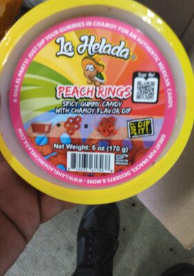 Peach Rings Spicy Gummy Candy With Chamoy Flavor Dip, Peach Rings