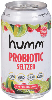 Raspberry Lime Flavored Probiotic Seltzer, Raspberry Lime