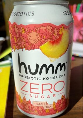 Zero Sugar Peach Tea Flavored Probiotic Kombucha, Peach Tea