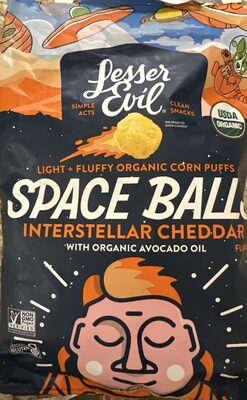 Organic Interstellar Cheddar Flavor Space Balls Corn Puffs, Cheddar