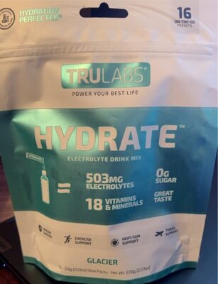 Hydrate Electrolyte Drink Mix Glacier