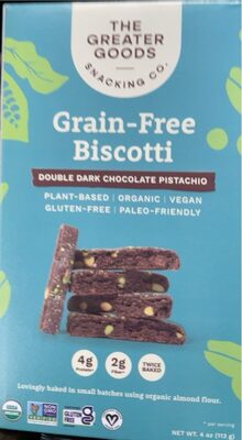 Double Dark Chocolate Pistachio Grain-Free Biscotti, Double Dark Chocolate Pistachio