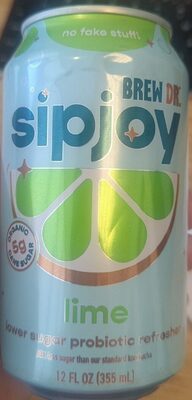 Lime Sipjoy Lower Sugar Probiotic Refresher, Lime