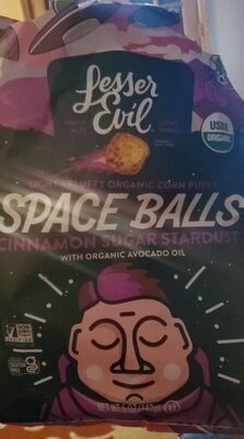 Organic Cinnamon Sugar Stardust Space Balls Corn Puffs, Cinnamon