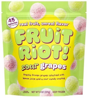Sour Grapes Freshly Frozen Grapes Splashed With Lemon Juice & A Sour Candy Coating, Sour Grapes