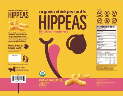 Sea Salt Himalayan Happiness Organic Chickpea Puffs, Himalayan Sea Salt