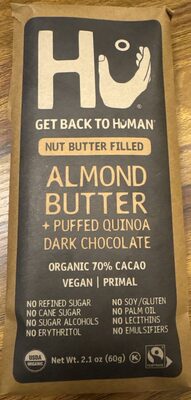 Almond Butter + Puffed Quinoa 70% Cacao Dark Chocolate, Almond Butter + Puffed Quinoa