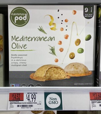 Mediterranean Olive Boldly Seasoned Hummus In A Delicious Crispy, Chewy Multigrain Shell, Mediterranean Olive